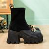 Fashion Women's High Heel Boots Large Size Fashion Stretch Platform Women's Short Boots Suede Leather Chain Women's Booties
