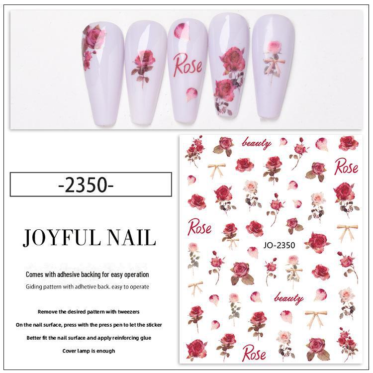 

Наклейки для ногтей с акварельными розами и бабочками в стиле ретро Sticker 2350