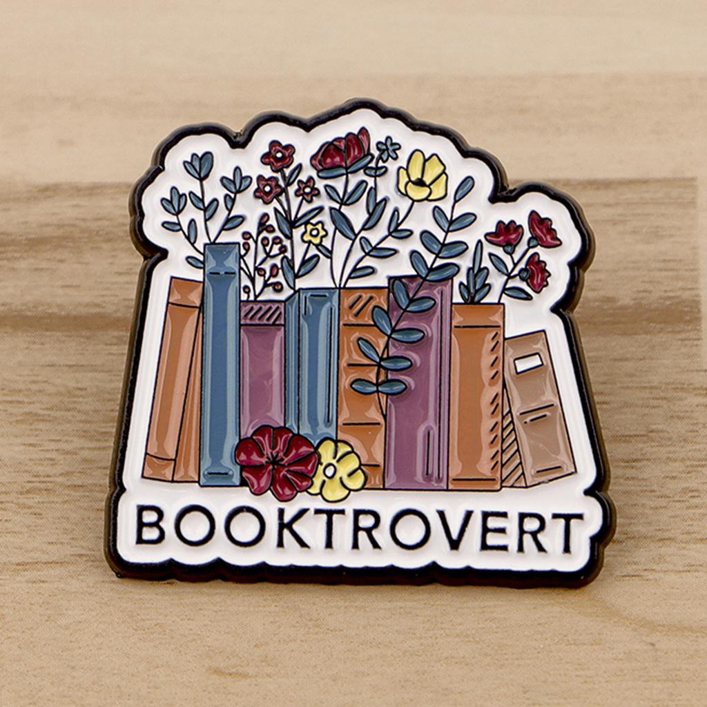 Książki Kwiat Emaliowana Przypinka Broszka Przypinki na Klapę Odznaka na Plecak Dodatki do Kostiumu Biżuteria Modowa Zabawny Prezent dla Miłośnika Książek