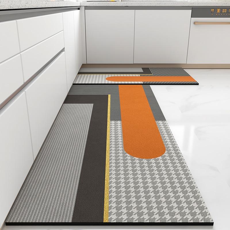 Oil-proof Non-Slip PVC Floor Mat, Easy-to-clean Carpet, Home Decoration, Long Leather Rug, Dirt-resistant Foot Mats, Kitchen