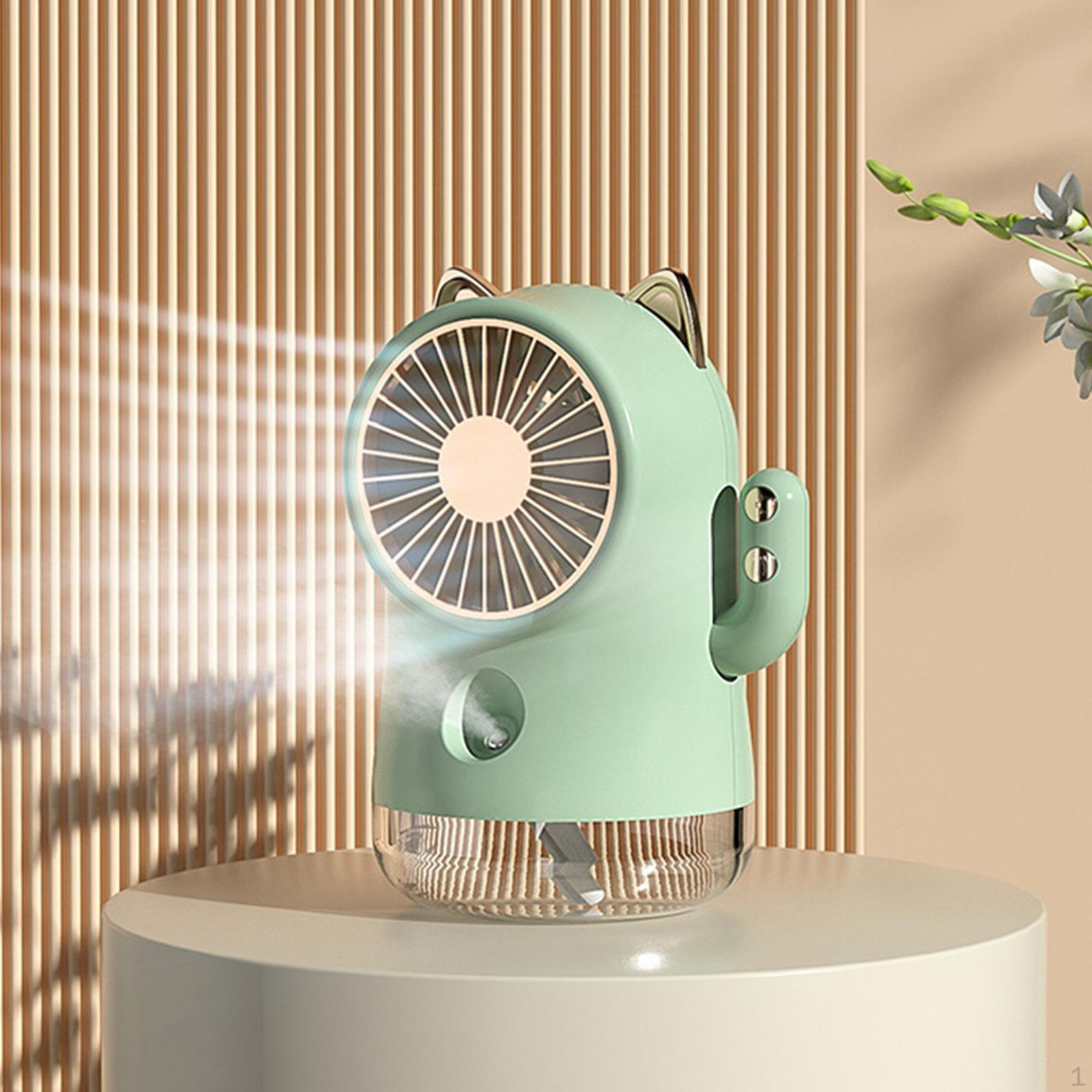 Cat Electric Fan Cooling Mister spray Water Misting for Bedroom зелёный