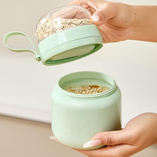 Portable Breakfast Cups Stainless Steel Lunch Cup Double-Layer Insulated Food Jar with Spoon Leakproof Travel Salad Container for Soup Salad