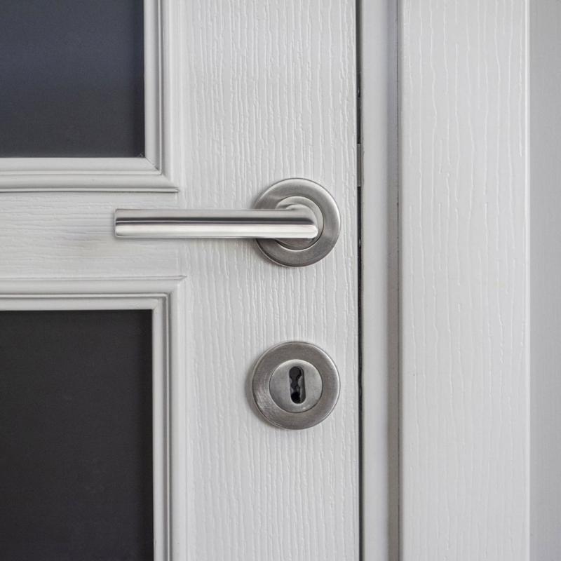Door Lever Set with Handles & Concealed Keyhole Steel Key Locking Door Handle Round Door Handle for Interior Security