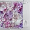 3D Red Floral Shower Curtain Set Pink Flower Design Fabric Bathroom Decor Waterproof Washable Shower Curtain Set with Hooks