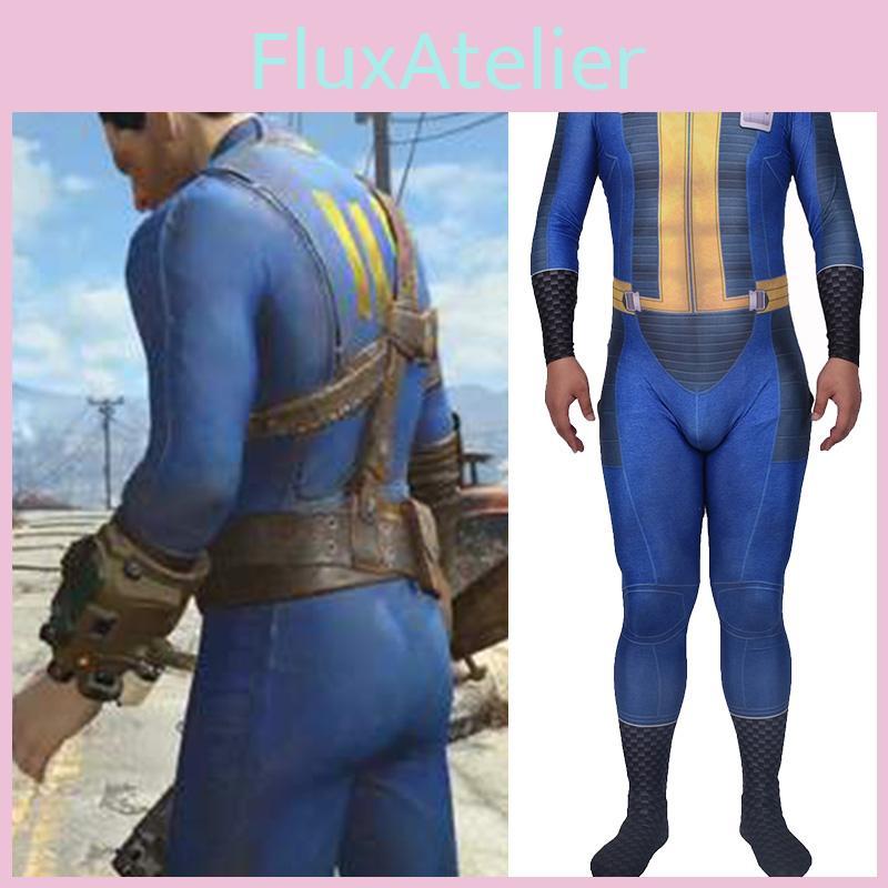 Authentisches Fallout 4 Überlebender Cosplay für Nate Vault 111 Jumpsuit Bodysuit für Halloween
