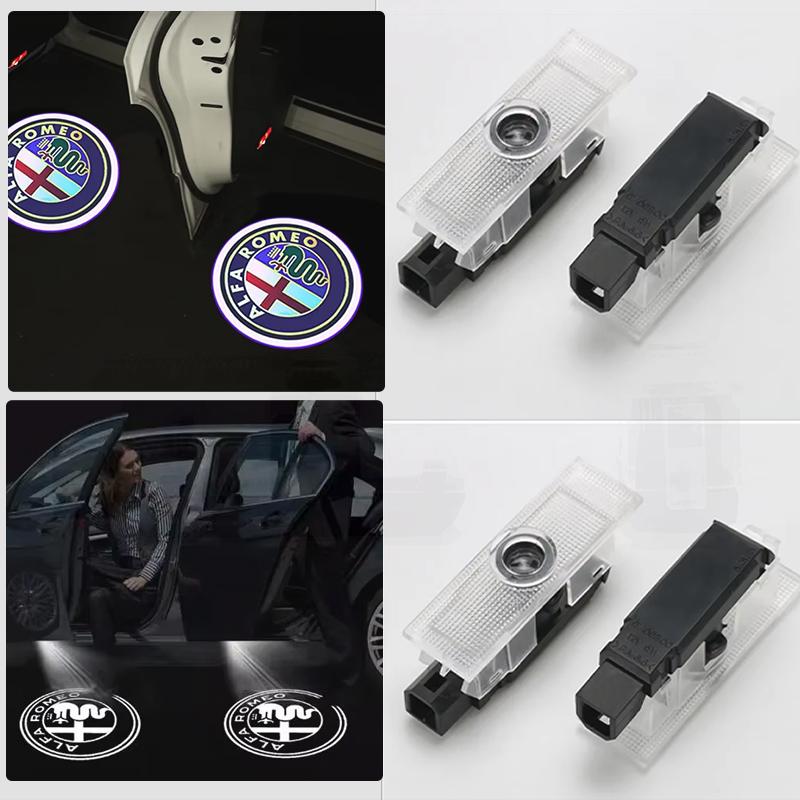 DPRM7 For Alfa Romeo LED Car Door Welcome Light Logo Projector Giulia Giulietta Mito Stelvio Brera 156 159 Decorative Lamp Accessories