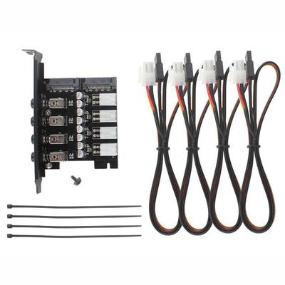HDD Power Control Switch Hard Drive Selector PCI Expansion Card 4 Bit Power Control SSD with SATA Cable For Desktop PC Computer