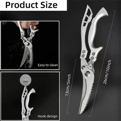 Kitchen Scissors Stainless Steel Chicken Bone Shear Sharp Kitchen Poultry Shears Butcher Meat Cleaver Vegetable Fish Duck Cutter
