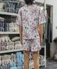 Lässiges Damen-Schlafanzug-Set mit Rüschen-Kurzarm – Bequemes zweiteiliges Set mit Shorts und Oberteil für Zuhause