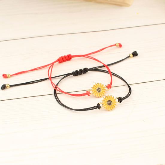 2Pcs Braided Bracelets, Adjustable Drawstring Design Friendship Bracelets, Chrysanthemum Pendant Friendship Wristbands for Versatile Daily Wear