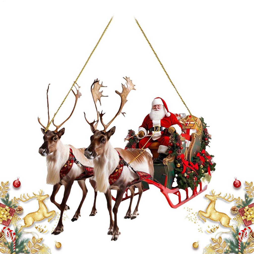 Weihnachts Rentierschlitten Weihnachtsmann Hängedekoration 2D Acryl Weihnachtsmann auf Schlitten Anhänger Feiertag 2025 Weihnachtsfeier Zubehör