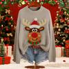 Women's Fashion Christmas Print Pullover Long-Sleeve  Neck Knit Sweater Top