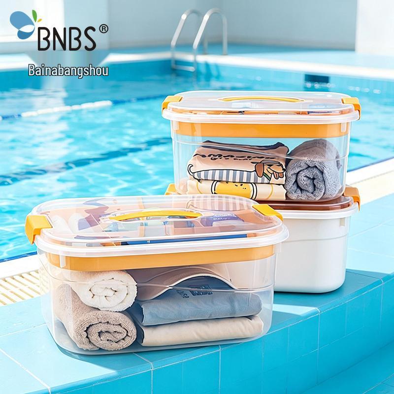 BNBS Portable Waterproof Beach Storage Box: Clear, Handheld Organizer for Outdoor Swimming Supplies