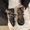 Women Mary Jane Shoes French Shallow Mouth Single Shoe Round Toe Small Leather Shoes for Women Casual Single Shoes Zapatos Mujer