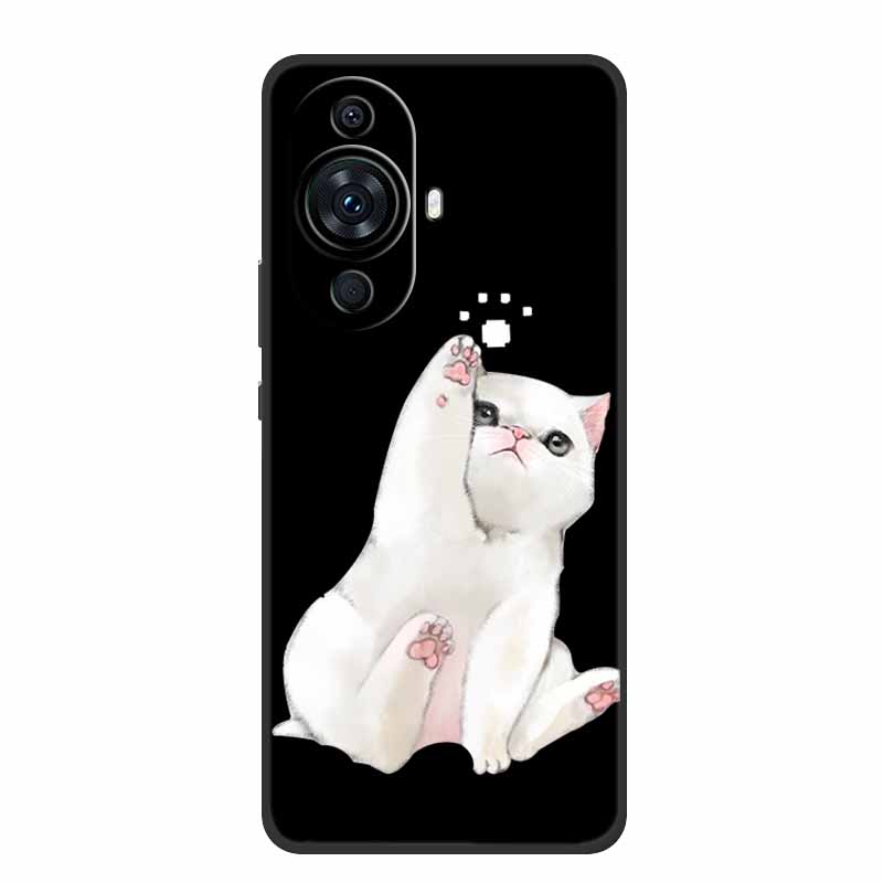 Funda For Huawei Nova 12s Case Cute Cartoon Cat Black Silicone Soft Back Cover Case For Huawei Nova 12s Case Nova12s 12 S Coque