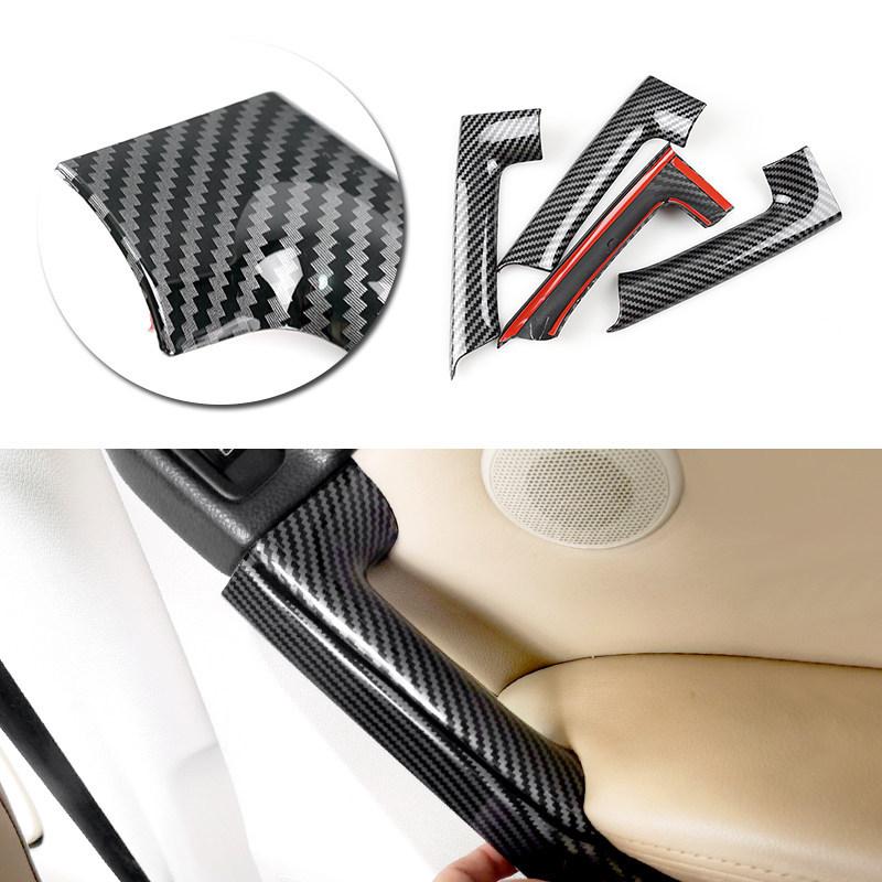 For VW Golf 6 MK6 2010-2013 4Pcs ABS Carbon Fiber Pattern Door Armrest Handle Cover, Interior Trim Accessories