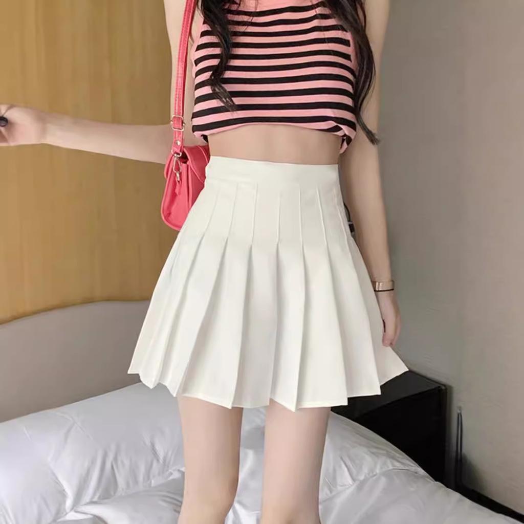White Tiered Skirt for Women Summer Petite High-waisted A-line Mini Casual All-match Versatile Skirt Pleated Skirt Puffed Umbrella Skirt