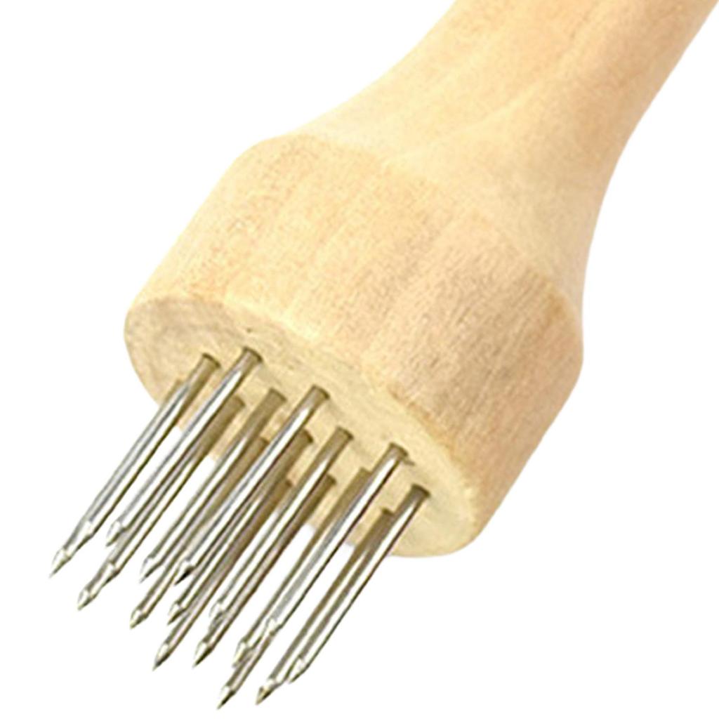 Portable Meat Tenderizer Kitchen Cooking Tool with Wooden Handle for Steak Fish Tenderizing Chicken Beef