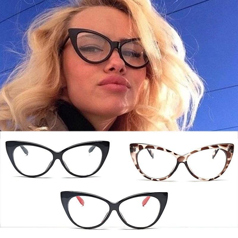 Trends Women Cat Eye Clear Lens Glasses Classics Black Eyeglasses Frame Sexy Girls Eyewear Vintage
