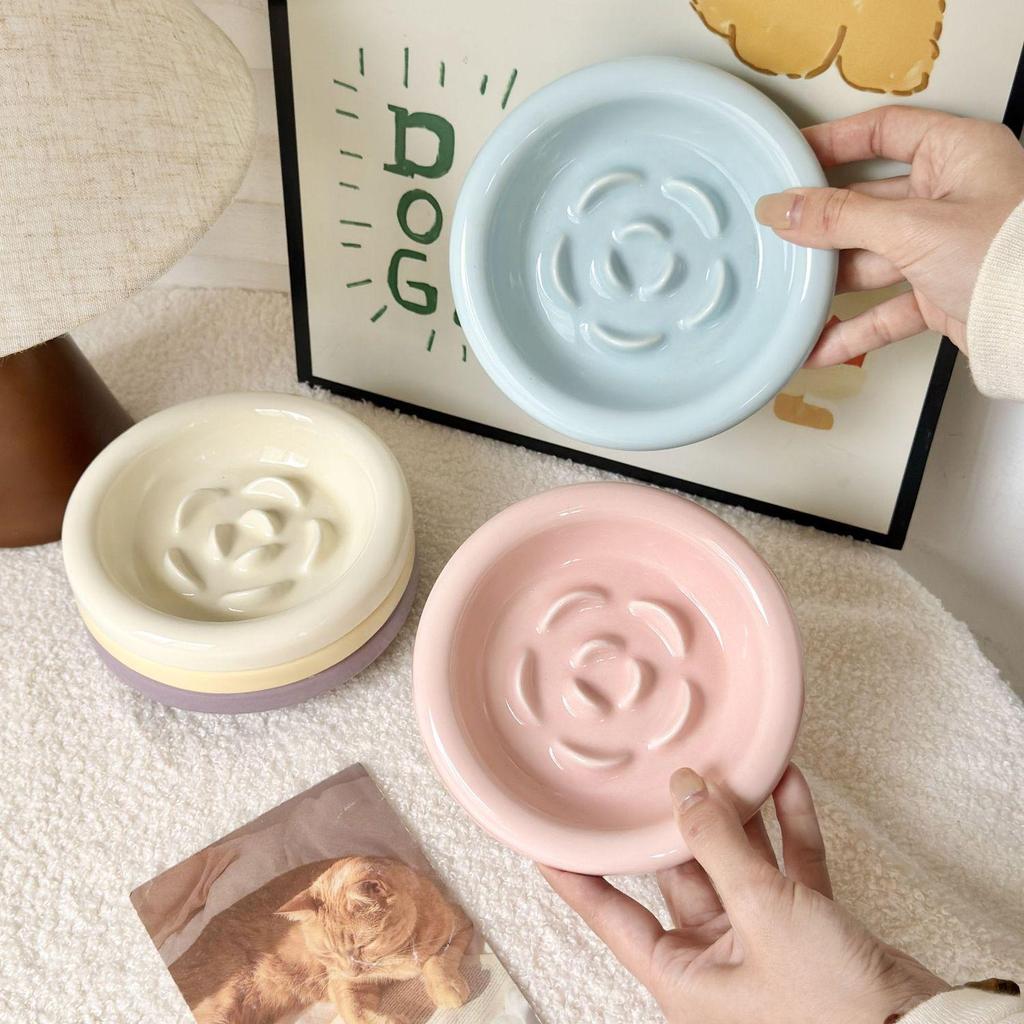 Thickened Ceramic Cat Bowl with Gentle Neck Protection for Slow Eating