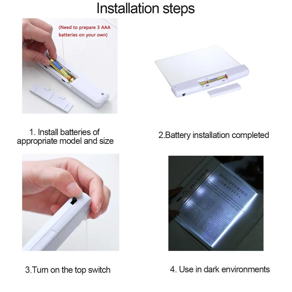 1pc LED Flat Panel Night Vision Reading Light Eye Protection Reading Light Student Night Light Creative LED Book Eye Care Light