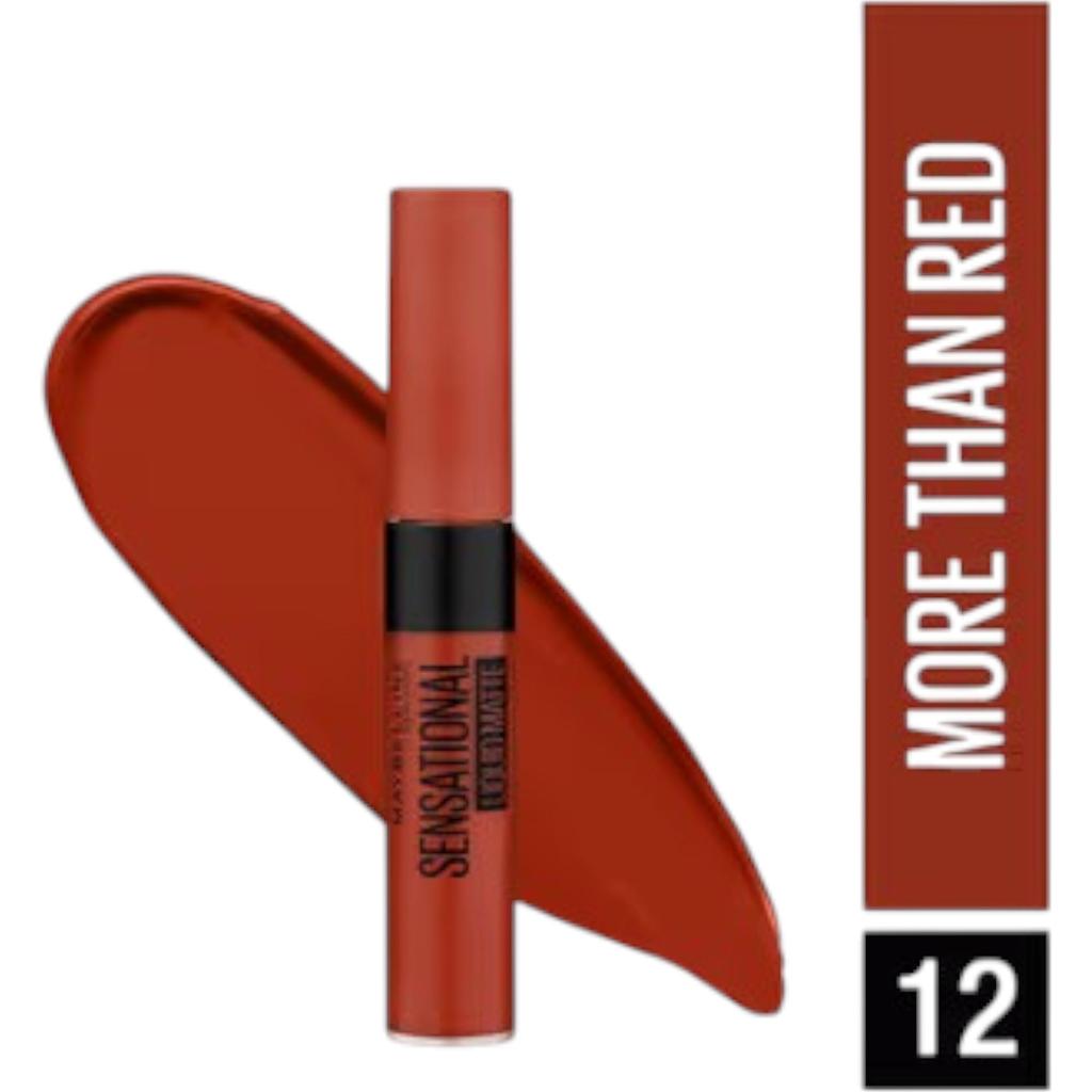 Maybelline New York Sensational Liquid Matte Lipstick 12 More Than Red 7ml Pack Of 1 Intense Non-Sticky Long Lasting Color