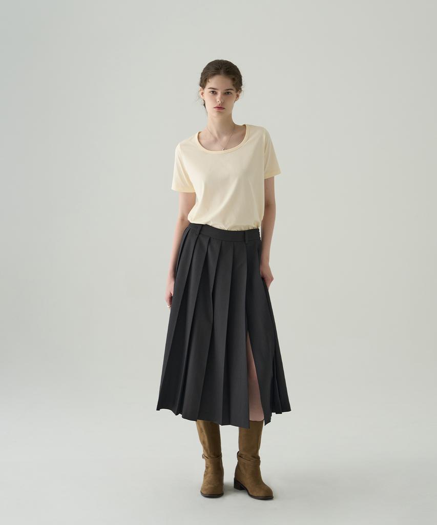 Deuloupisumeon Supima Silket U-Neck Short Sleeve T-Shirt [Yellow Beige]