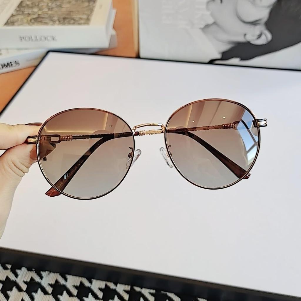 Feisedy Polarized Sunglasses for Men and UV Color Metal Small Mountain B1247 Women, UV400, Protection, Stylish, TAC, Round, Lens, Frame, Face,