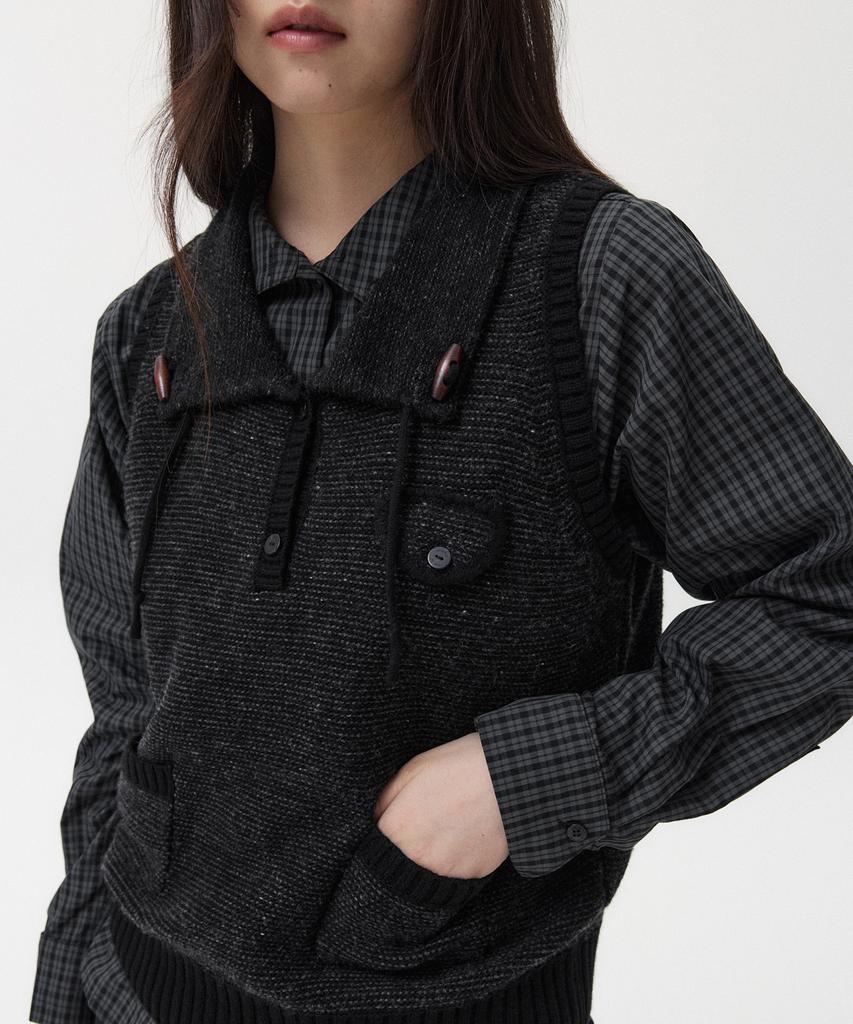 Ohesio Pocket Knit Vest, Black
