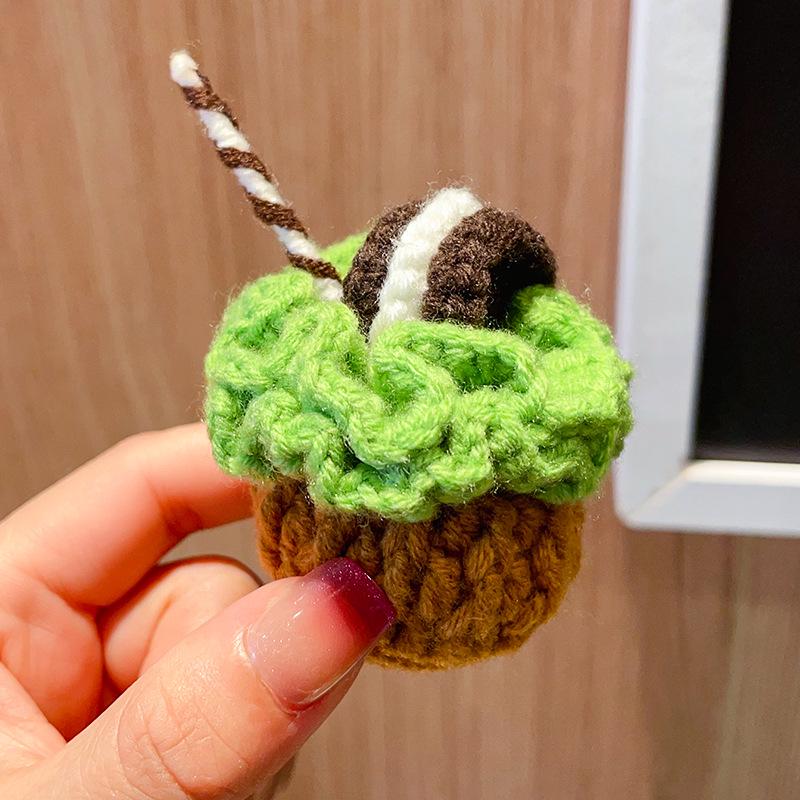 Charming Crochet Fruit Keychain: Persimmon & Strawberry Wool Pendants