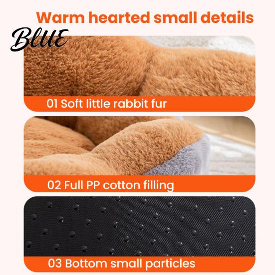 Cucce per Animali Semi-chiuse Fondo Antiscivolo Forma a Fiore di Peluche Invernale per Gatti Cani con Morbida Macchina