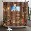 Large Wild West Saloon Door Shower Curtain Rustic Western Frontier Bathroom Decor Cowboy Skull Style 180x180cm Waterproo