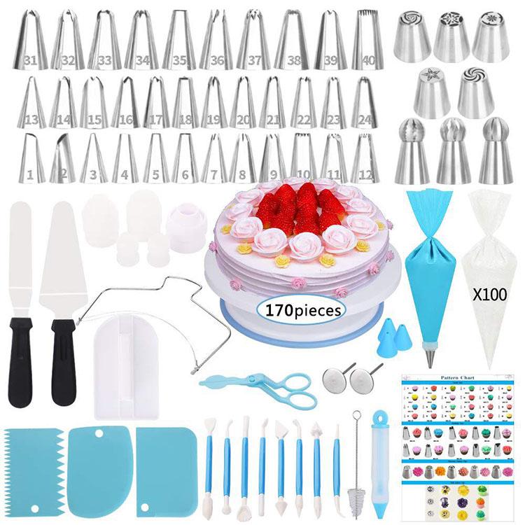 170 PCS Cake Decorating Tips Kit with Icing Piping Tips Nozzles Set