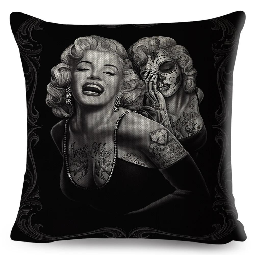 Mexico Chicano Sexy Women Skull Pillow Case Decor Cartoon Printed Girls Cushion Cover for Sofa Home Car Polyester 45*45cm