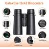 Binoculars for Adults 12x42 GalaxEye Compact with Phone Adapter Large View Easy Focus with HD BAK4 Prism FMC Lens for Bird Watching, Hunting,