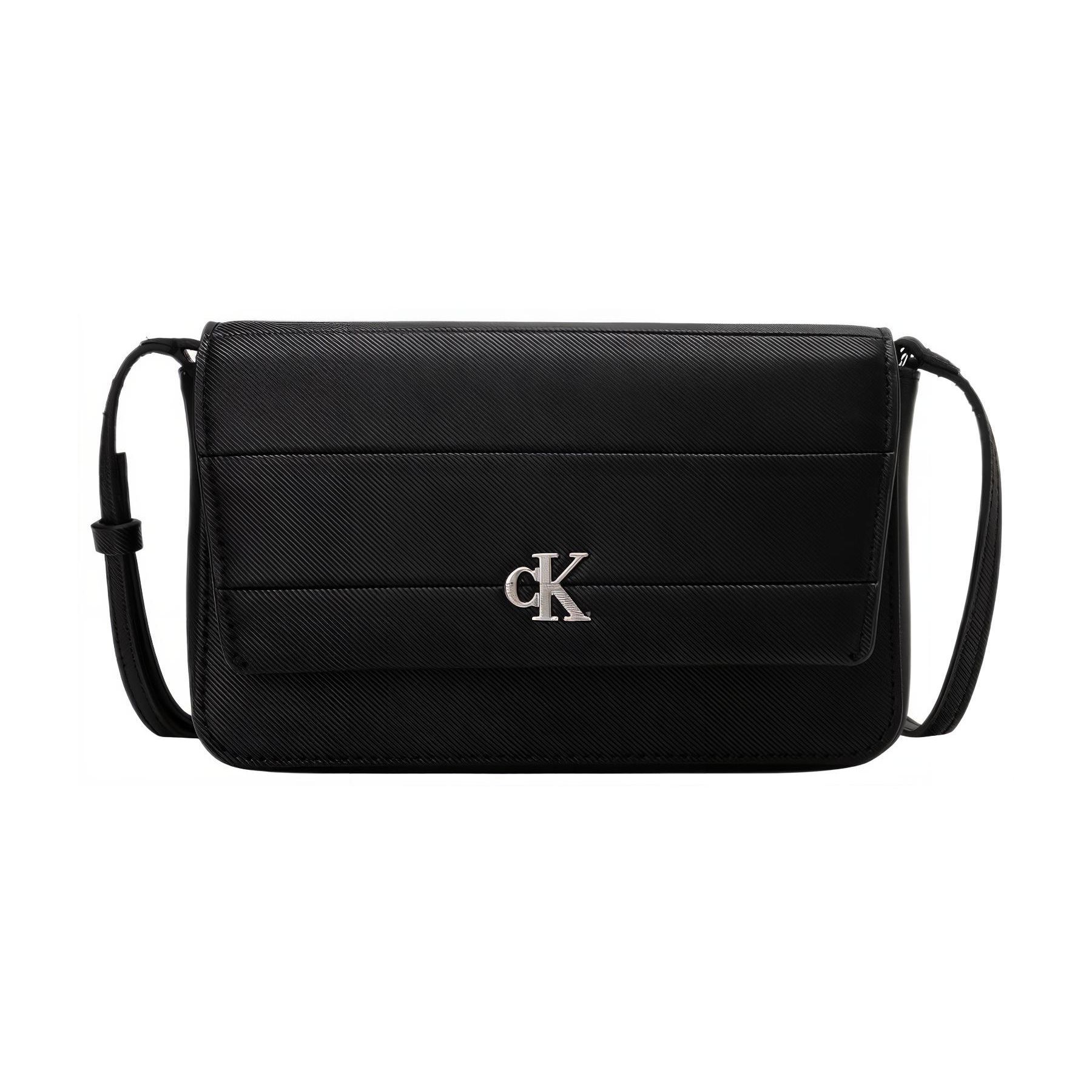 

Calvin Klein Monogram Metal Letter Logo Flap PU Crossbody Bag Women bags Black DP1632-001 Basic Set (Bag+Dust Bag)