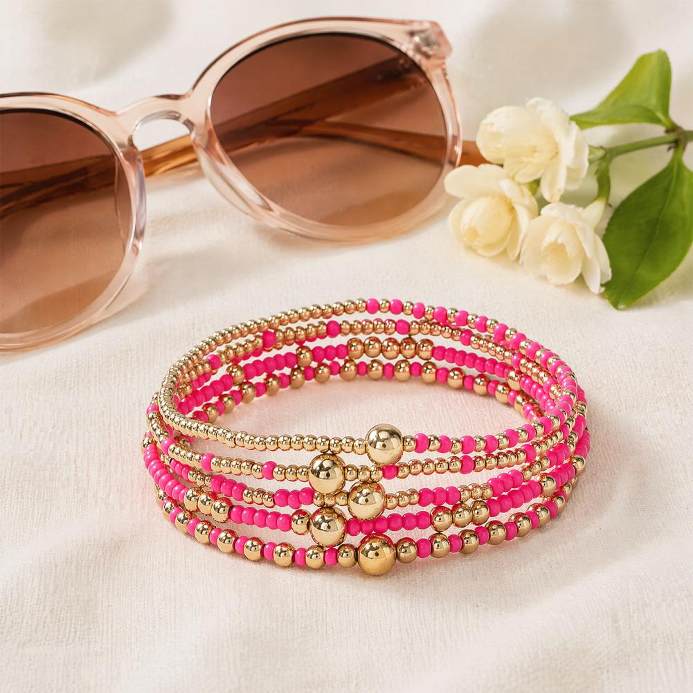 Layered Wrist Accessories Stackable Beaded Bracelets 1pcs Beaded Bracelet Stack for Women Teenage Girls Tiny Elastic Stretch
