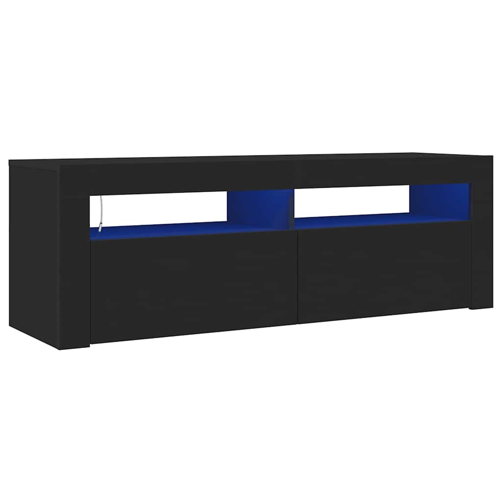 TV Stand with LED Lights Black 120 X 35 X 40 Cm