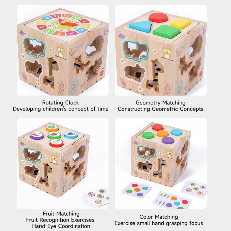 Boîte de permanence Montessori 8 en 1 en bois en forme de carotte, puzzle cognitif, jouet d'association pour enfants, jeu d'association, jouet sensoriel d'apprentissage précoce