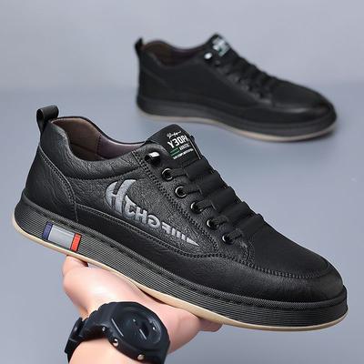 Board Shoes Men's Autumn Breathable New Casual Leather Shoes Men's Soft Soles Trend Versatile Fashion Non-slip Shoes Men's Shoes