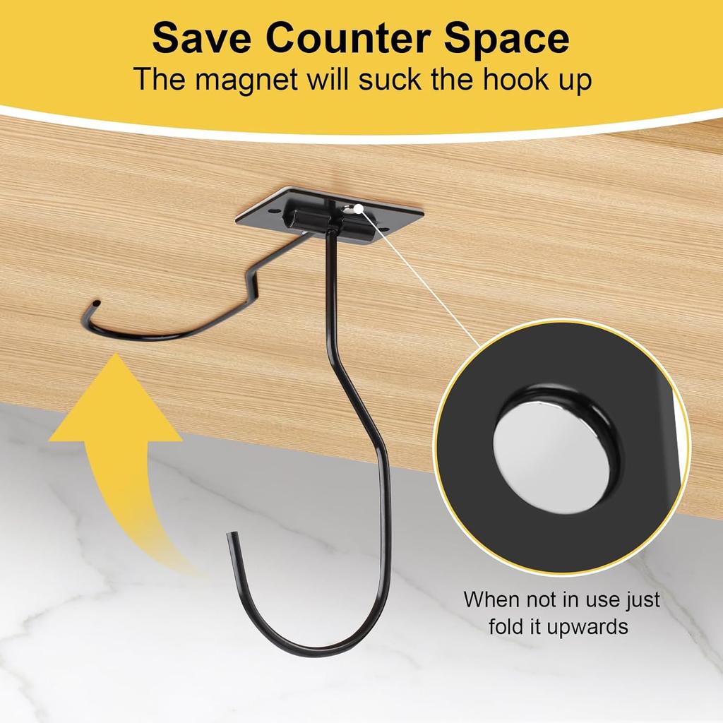 2 Pack Banana Hook, Magnetic Foldable Banana Hanger, Self Adhesive Banana Hook Under Cabinet for Keeping Fruits Fresh and Hanging Kitchen Implements