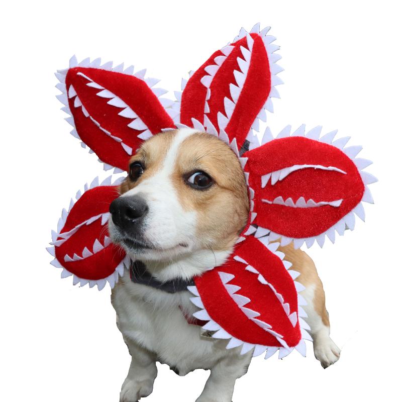 

Funny Cat Hat Demogorgon Scary Flower Costume Birthday Pet Accessories Supplies Pet Dogs Headwear Adjustable Sticker S
