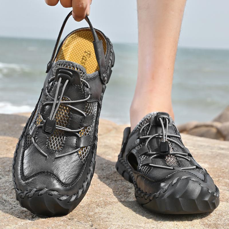 Sandale de vară pentru bărbați Sandale cu plasă de exterior Saboți moi Sandale pentru bărbați Papuci de casă Sandale handmade Sandale romane de exterior