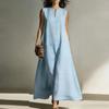 Sleeveless Long Maxi Dress for Women with Pocket Casual Loose Fit Crew Neck Summer Lightweight Sundress