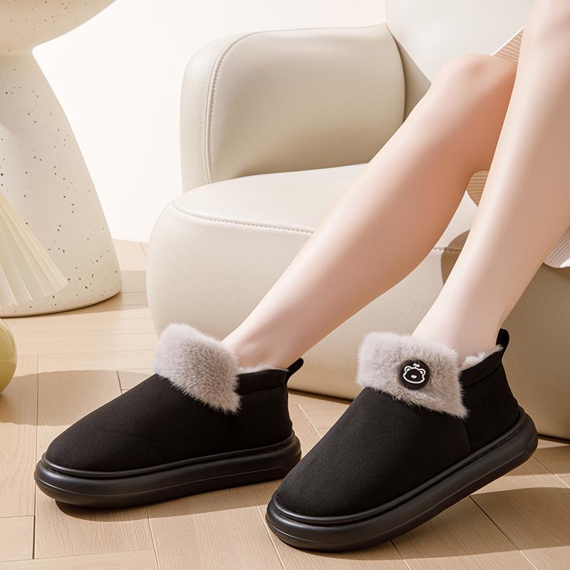 Winter bag heel thermal cotton slippers outer wear thick bottom non-slip piled thickened home indoor plush cotton shoes