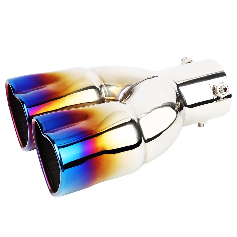 Universal Car Accessories Heart Shape Style Stainless Steel Exhaust Tips Muffler Tail Double-Pipe Tube Tips Car Accessories