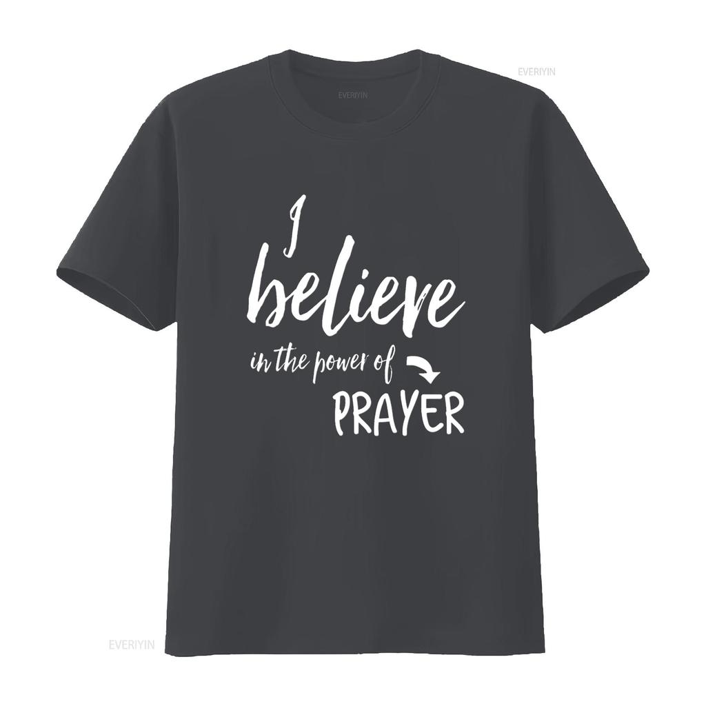 I Believe In The Power of Prayer T Shirt Vintage Washed Casual Homme Top For Everyday Wear Stylish Breathable Graphic Stretched