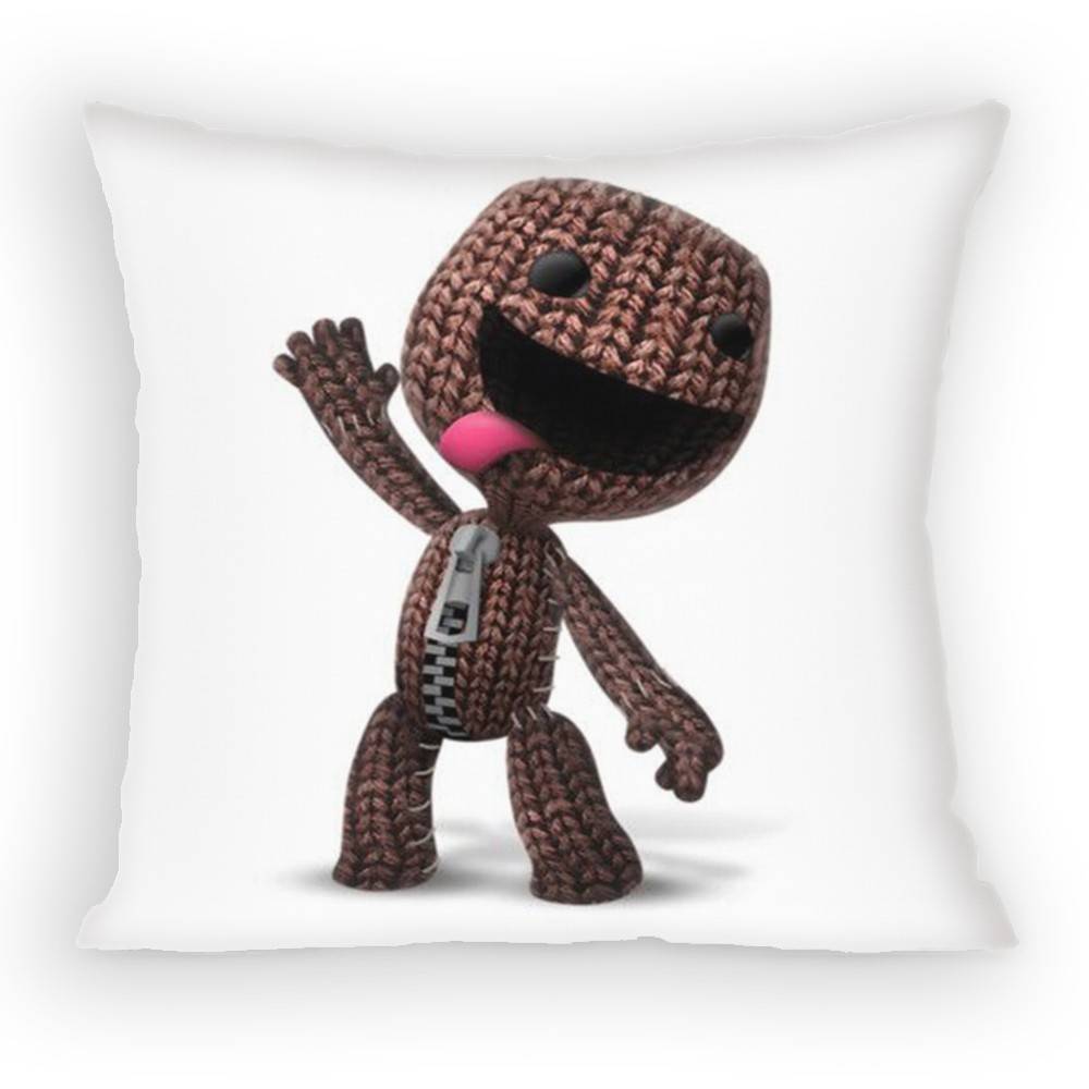 Funny LBP Sackboy Cartoon Style Pillow Case Antidustmite Pillowcase Invisible zipper silky short plush Sofa cushion cover