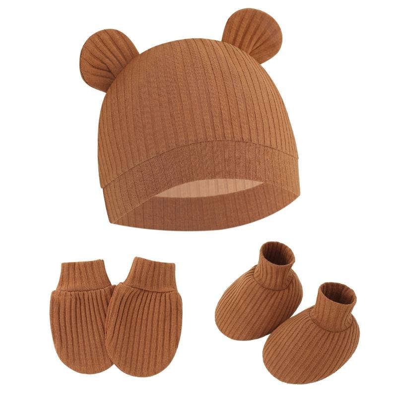 No Scratch Mittens Socks Nursery Hat Baby Mittens Cotton Gloves Hat Footwear Breathable Gloves for Boys Girls