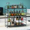 RCHYFEED Seasoning Storage Rack Adjustable 3 Tier Height Adjustable Seasoning Rack Spice Rack Kitchen Storage Large Capacity Easy To Assemble